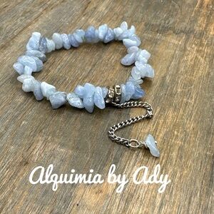 Aquamarine chips beaded handmade bracelet/pastel/boho/minimalist
